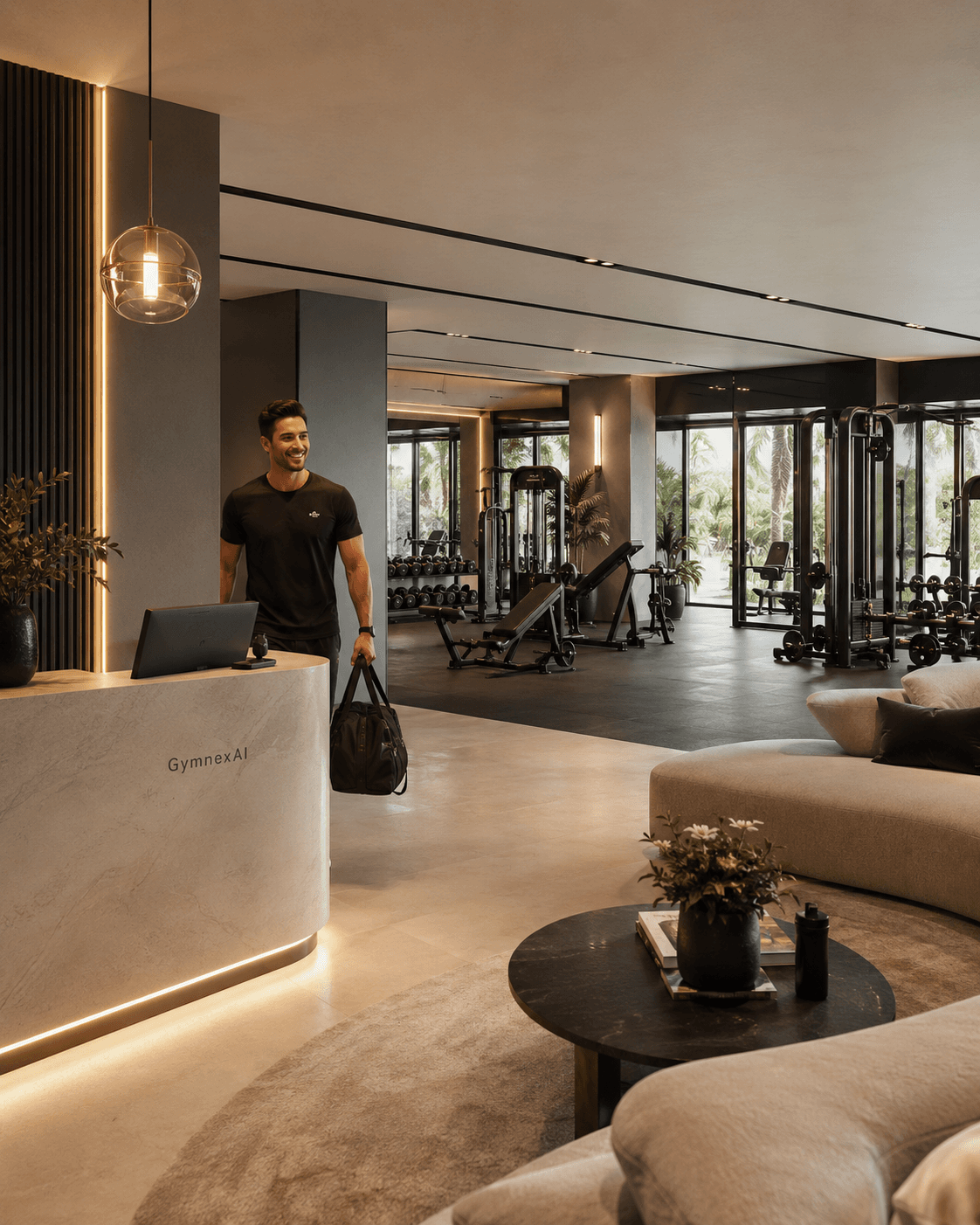 Welcoming premium fitness studio reception